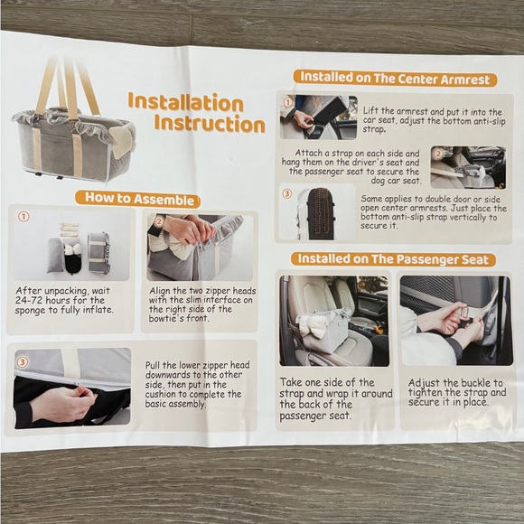 Jaoul Console Pet Car Seat for Small Dogs and Cats Fuzzy Pink Bow Design NEW - Picture 8 of 8